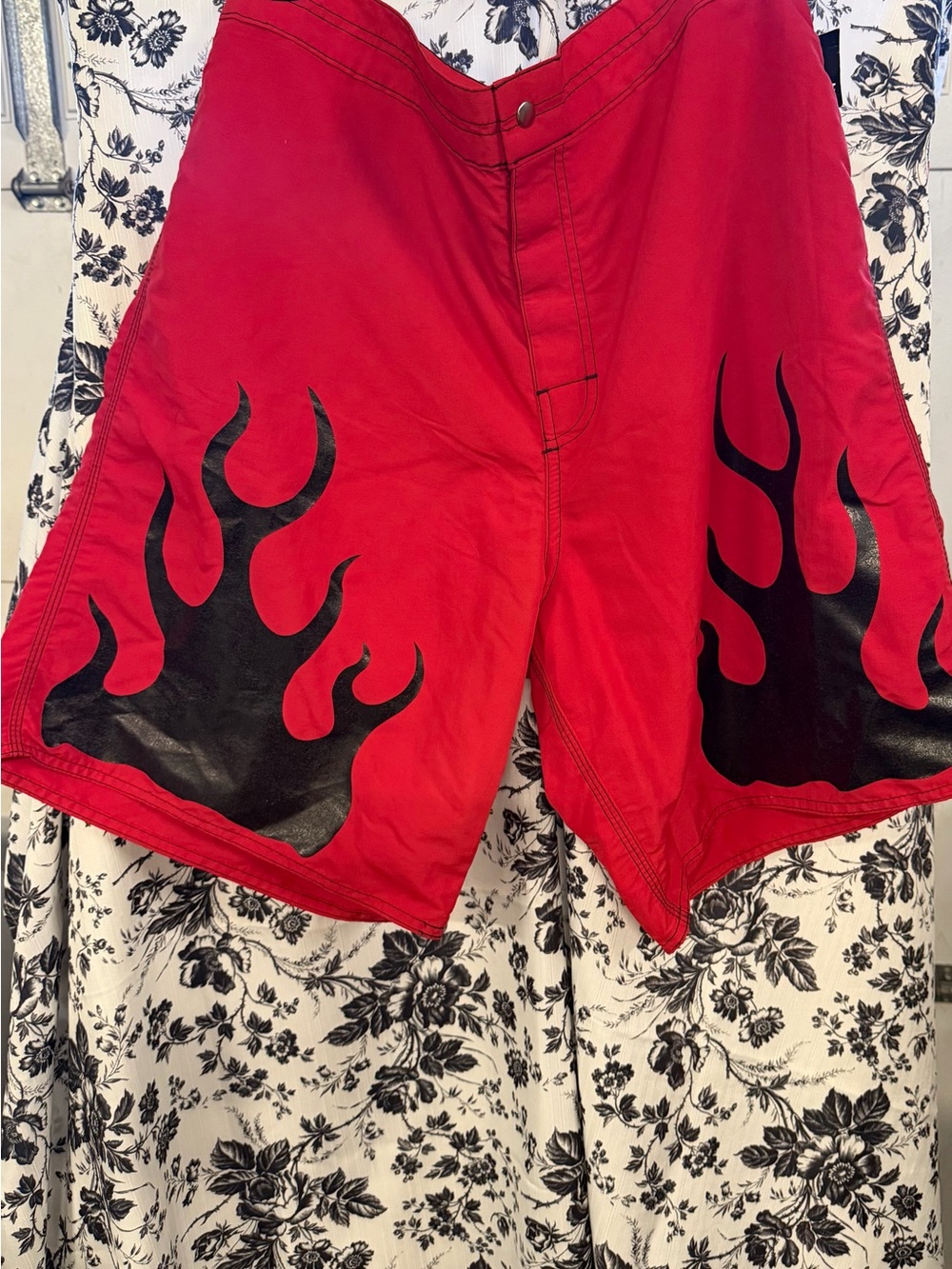 Red Flame Graphic Bermudas for Women